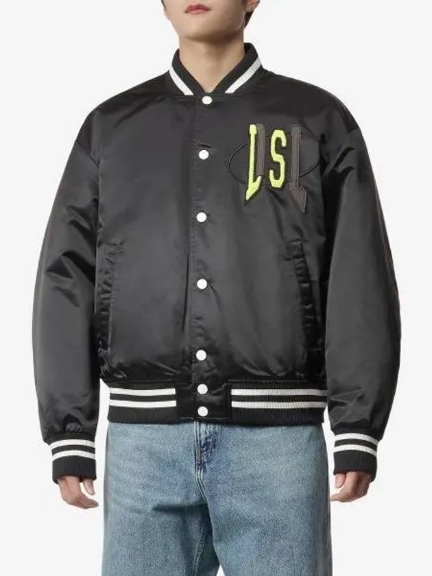 Men's Satin Lies Patches Track Jacket Black - 1