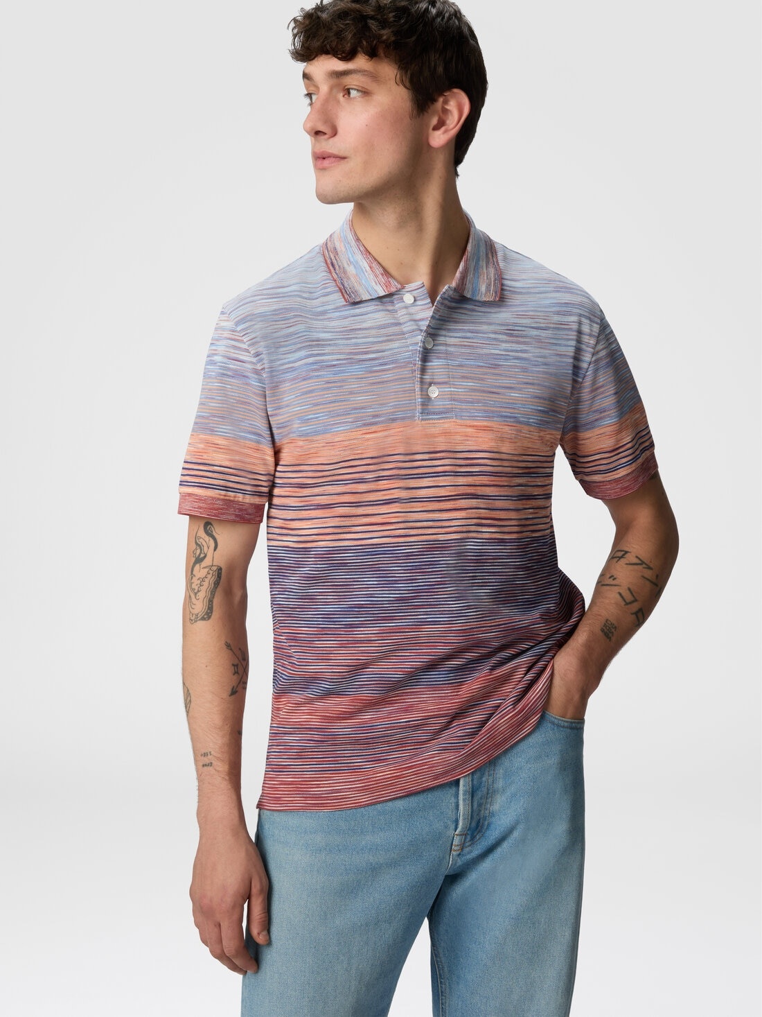 Polo shirt in shaded slub cotton piqué - 4