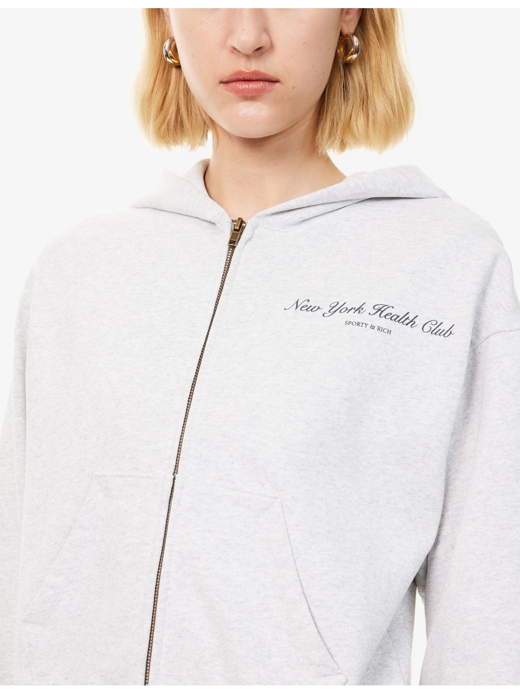 NY Health Club Cropped Zip Cotton-Jersey Hoody - 5