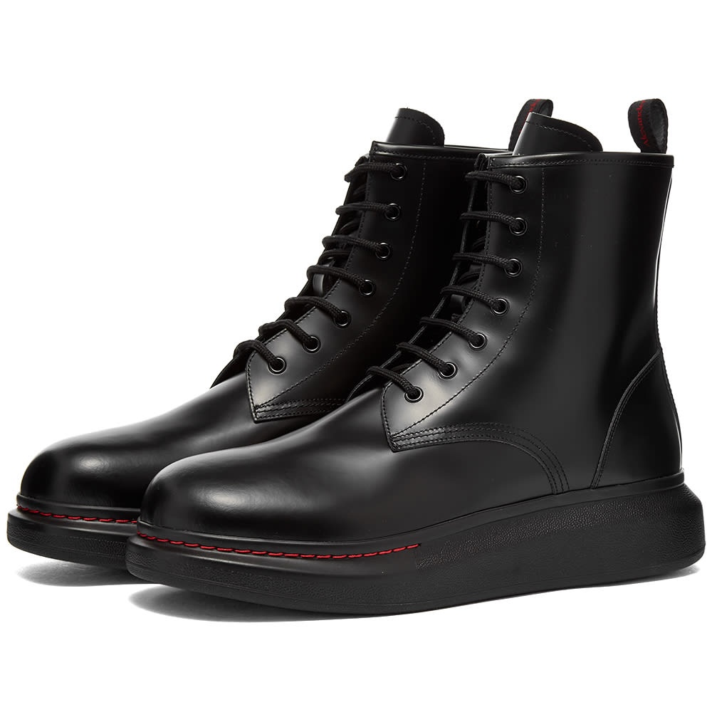 Alexander McQueen Leather Wedge Sole Lace Up Boot - 1