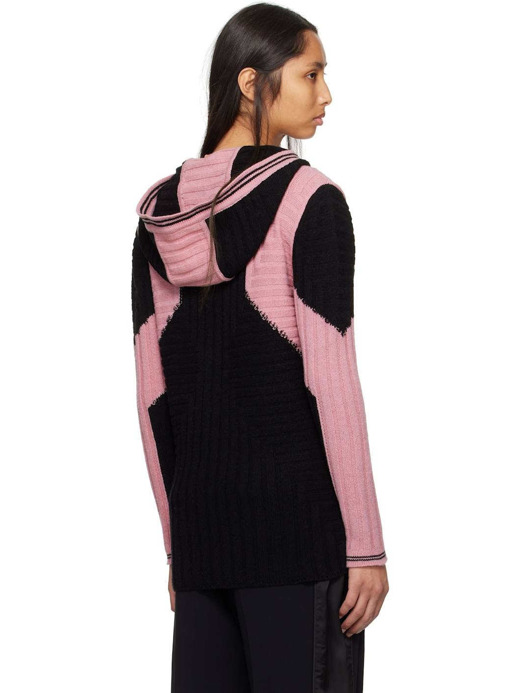 Black & Pink Dakota Oversized Knit Hoodie - 3