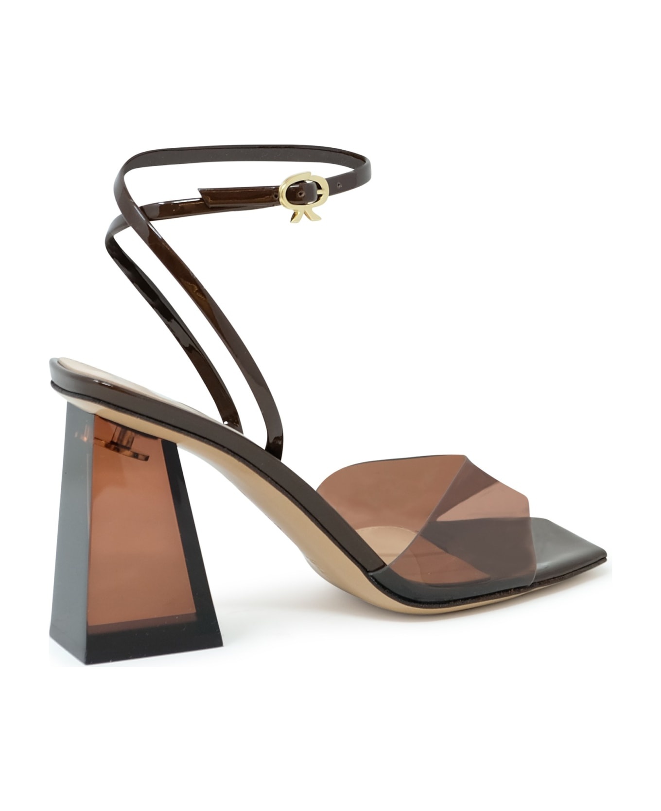 Gianvito Rossi Brown Glass Patent Leather Sandals - 3