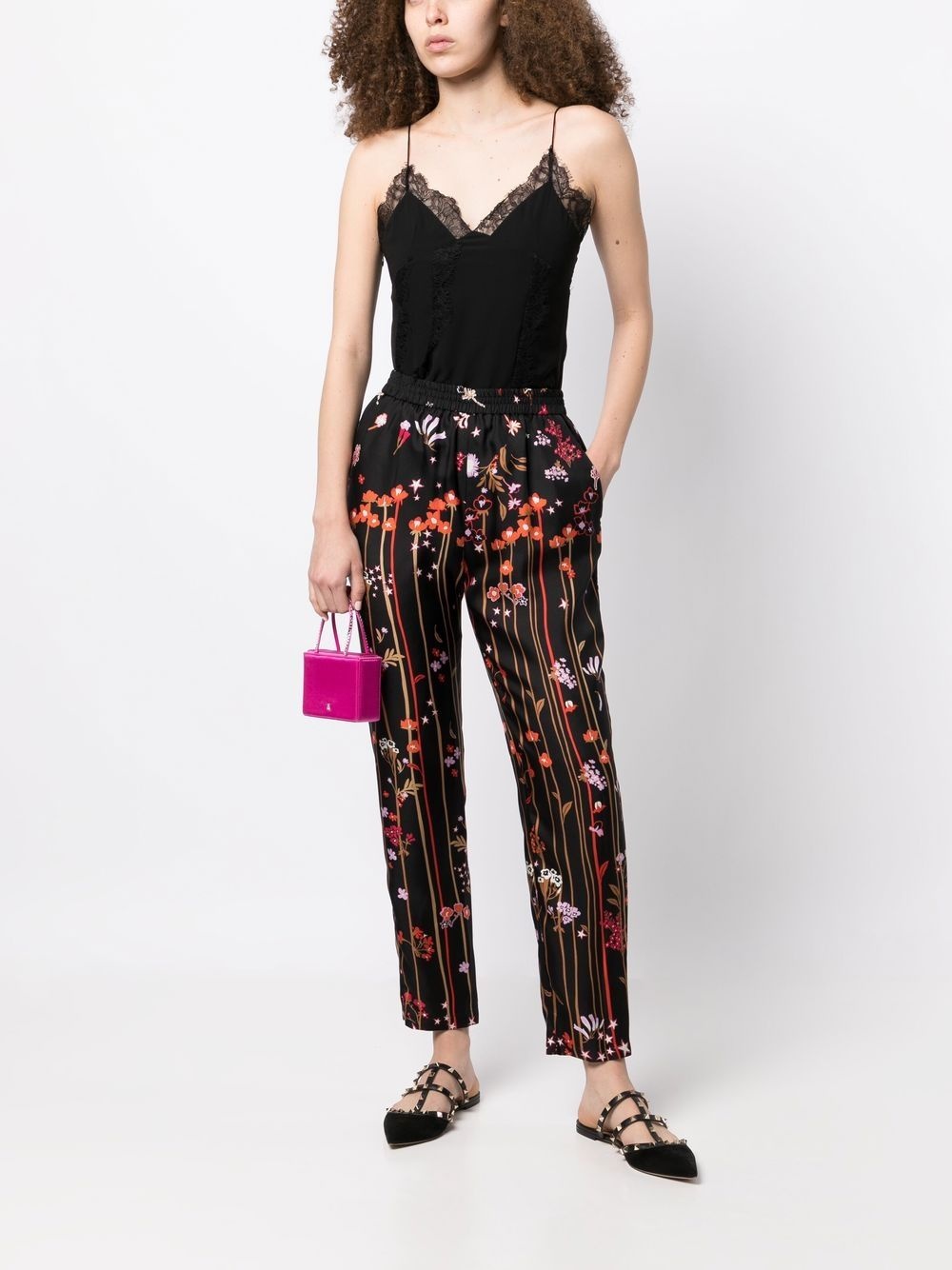 star-print silk trousers - 2