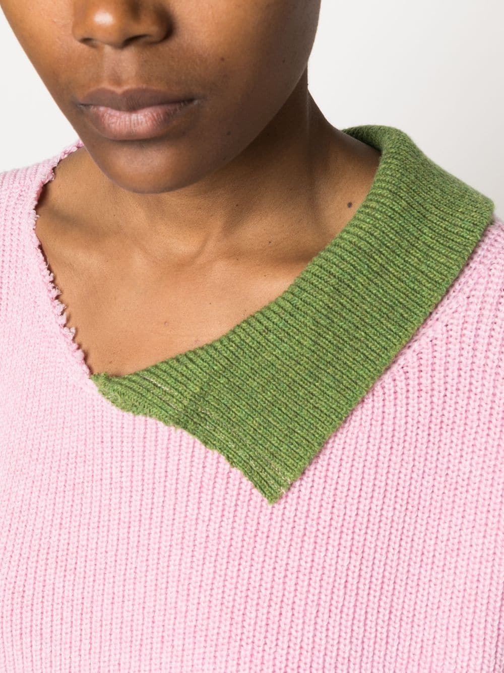asymmetric raw-edge ribbed jumper - 5