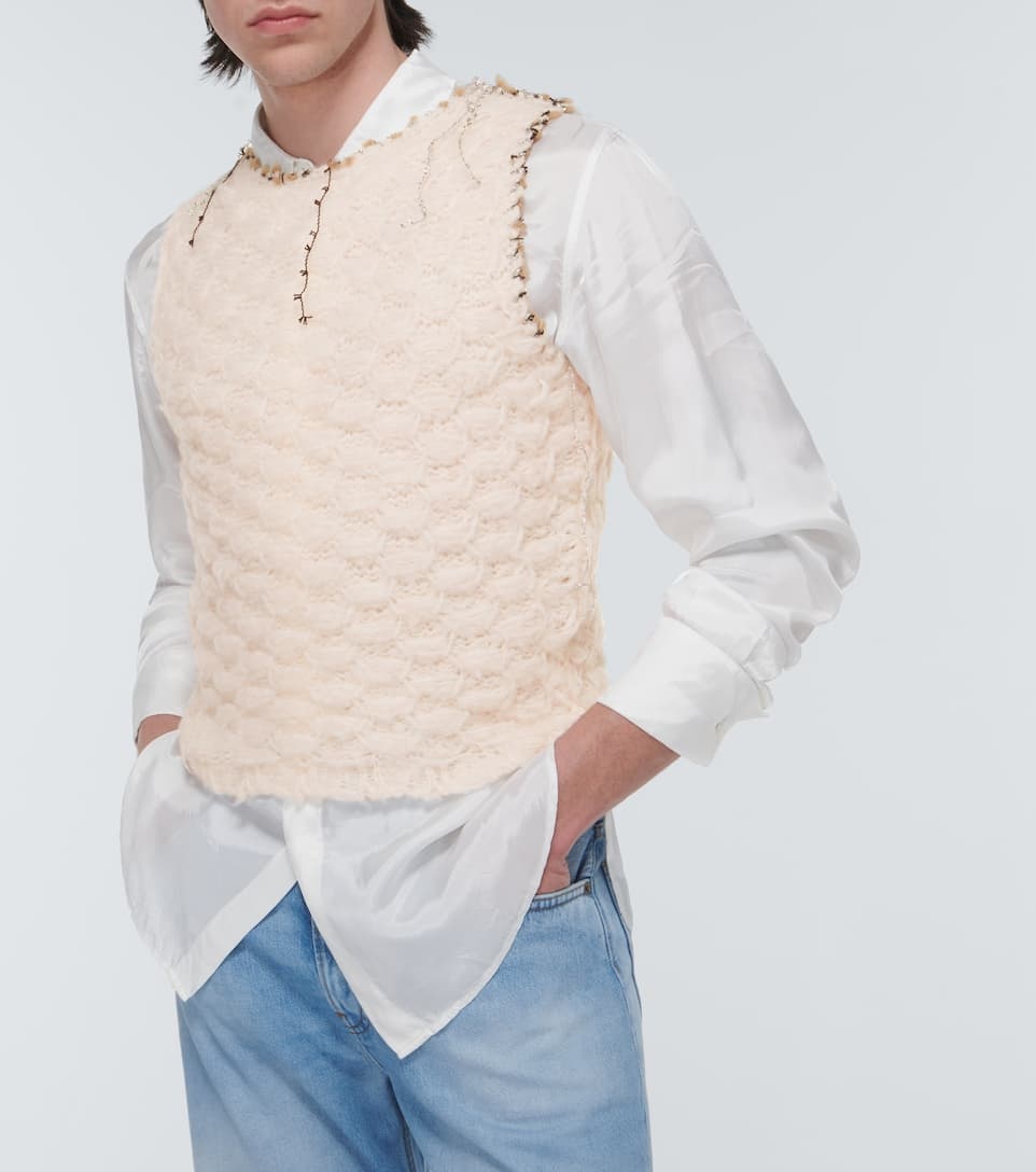 Distressed crochet sweater vest - 5