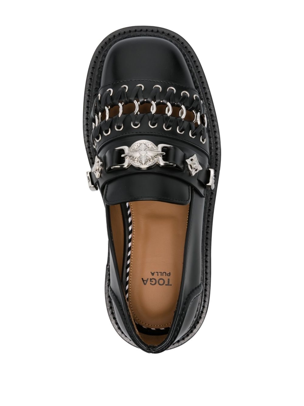 ring-detail leather loafers - 4