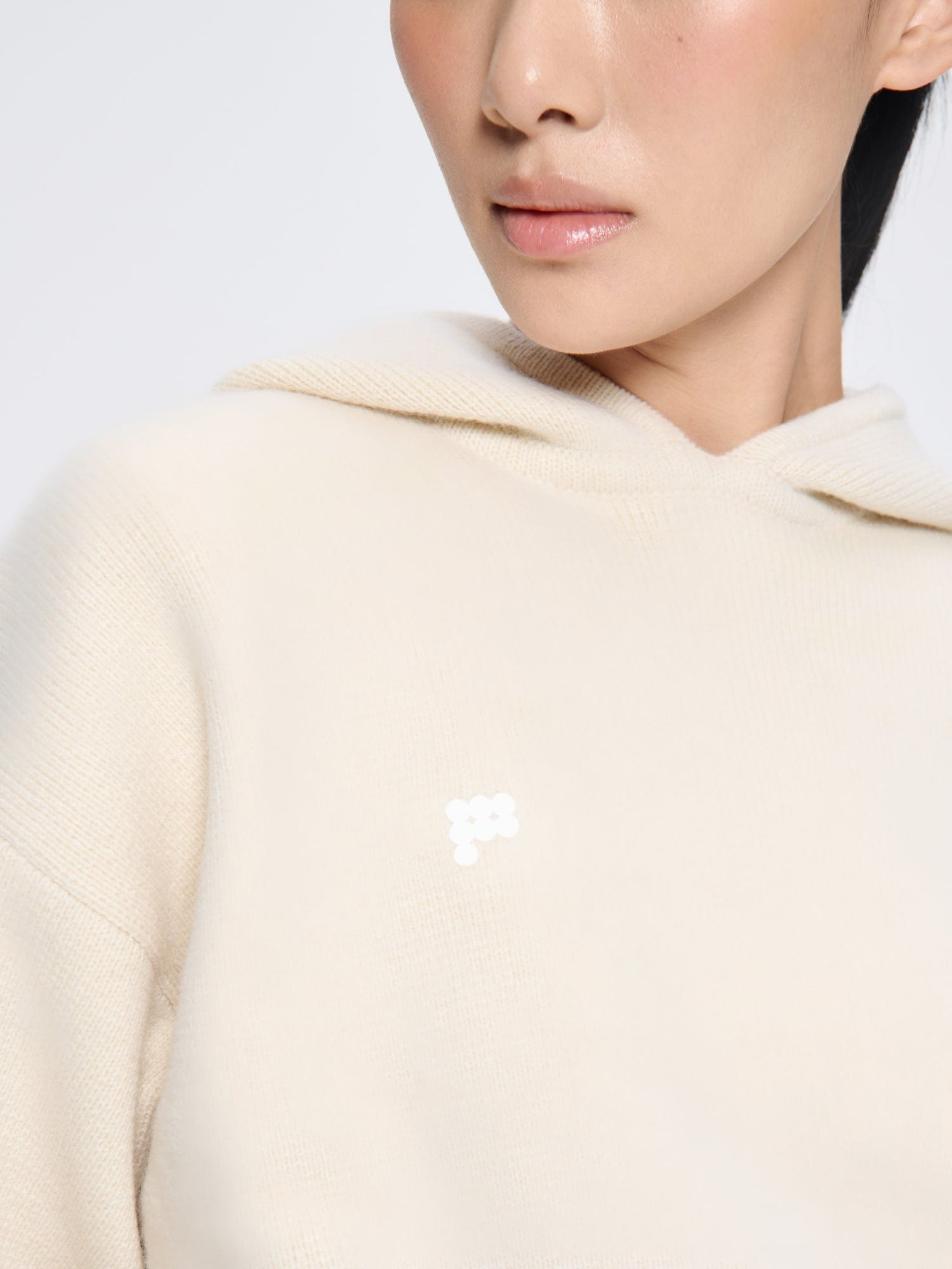 Womens DNA Recycled Cashmere Hoodie - Ecru Ivory - 4