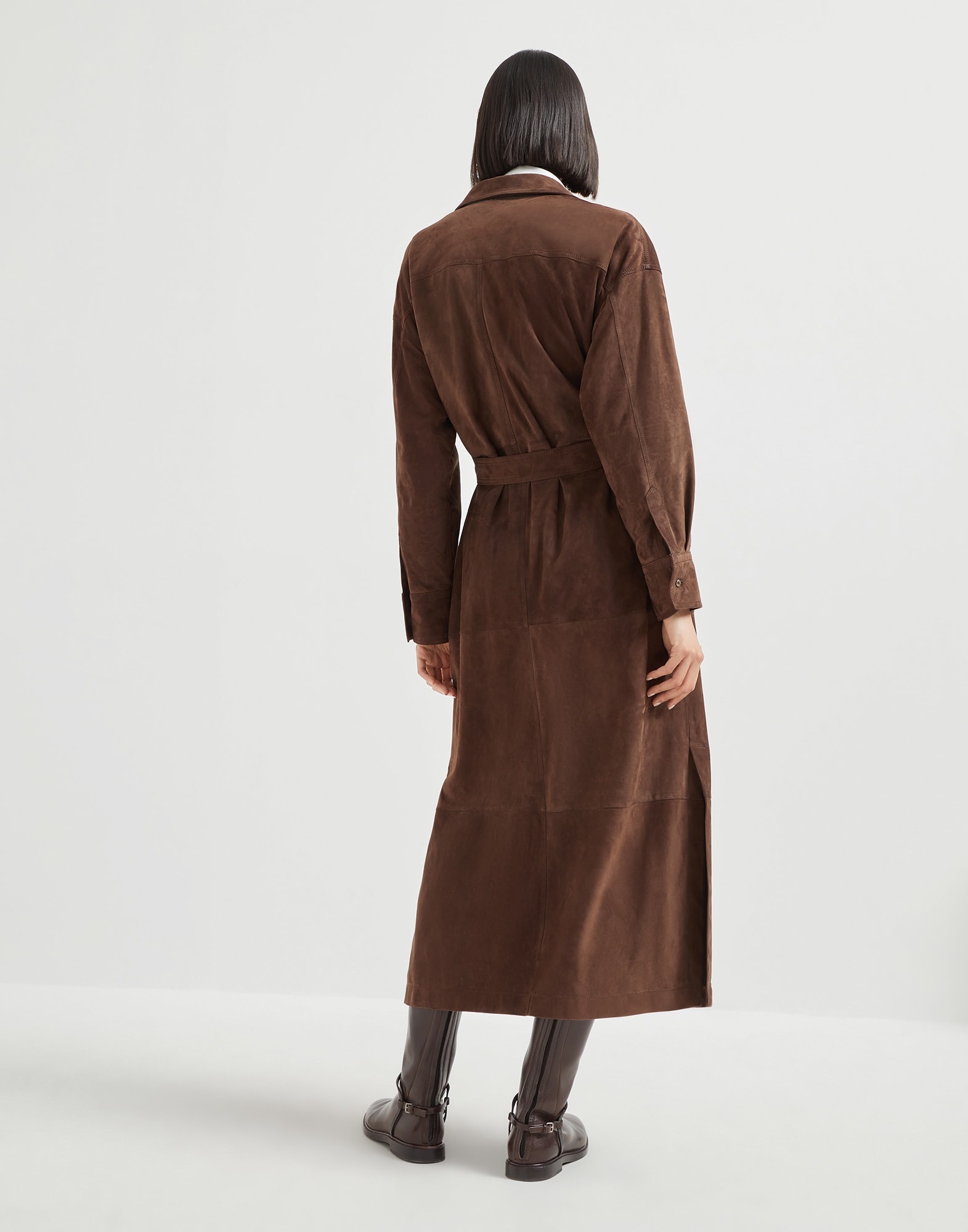 Suede shirt dress with monili - 2