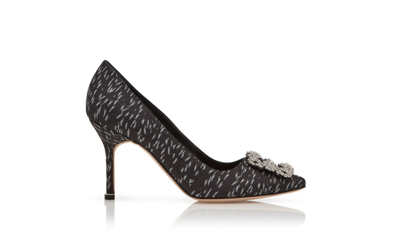 Black Jacquard Jewel Buckle Pumps 1
