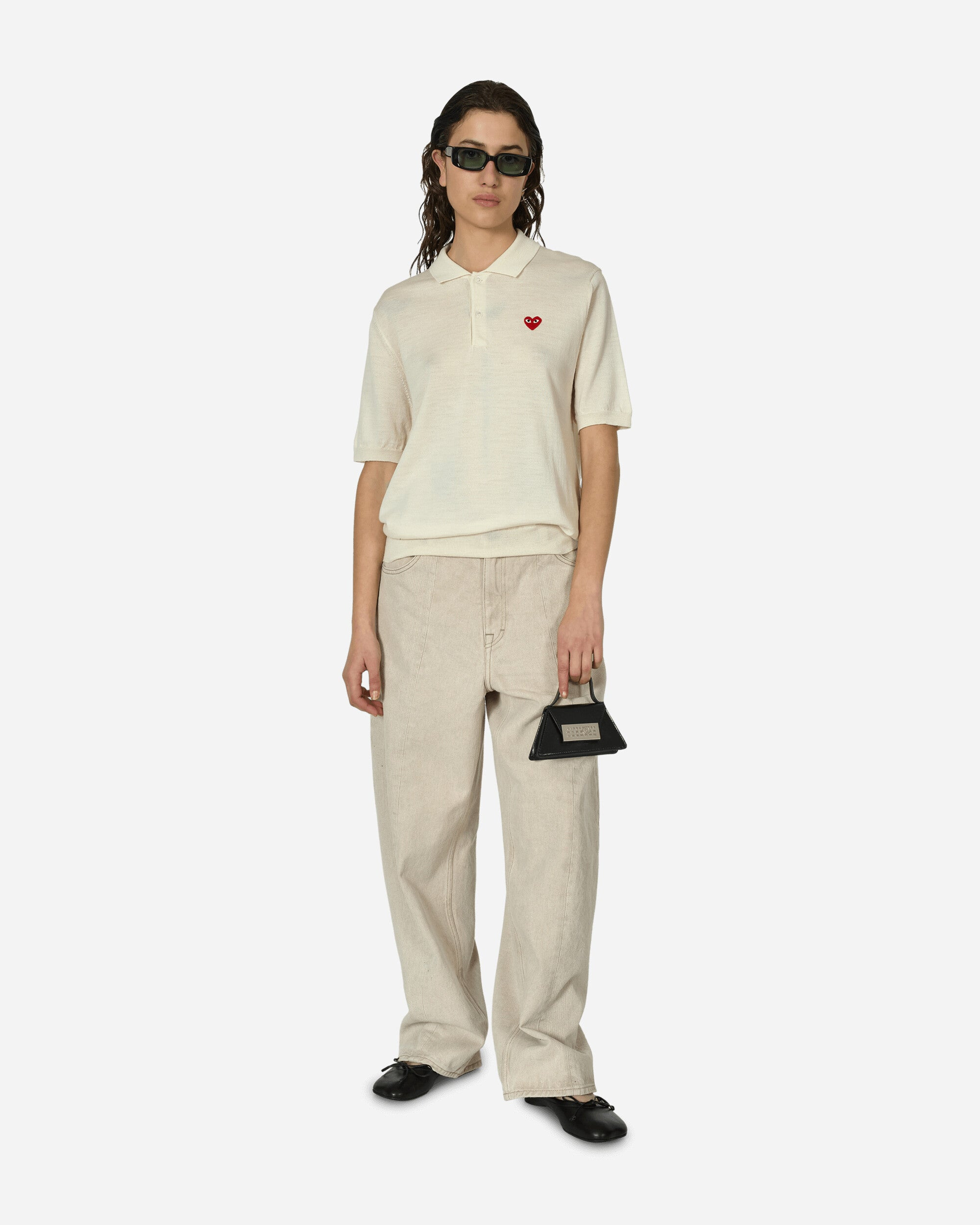 Red Heart Polo Sweater Off White - 4