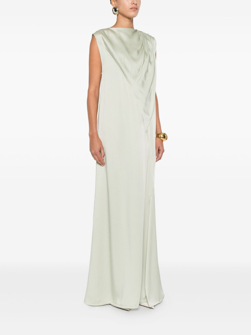 pleated sleeveless maxi dress - 3