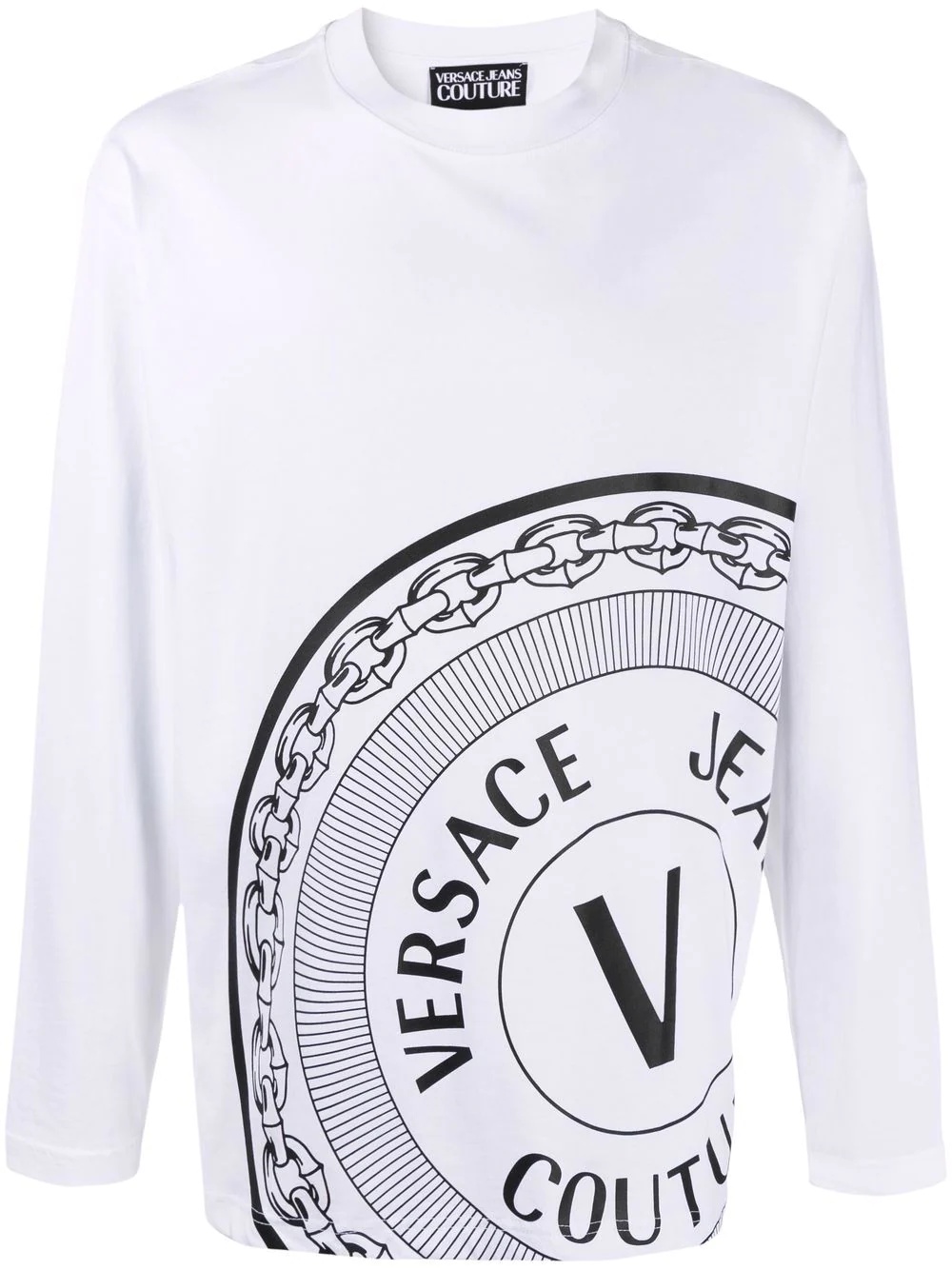 V-Emblem-print cotton T-shirt - 1