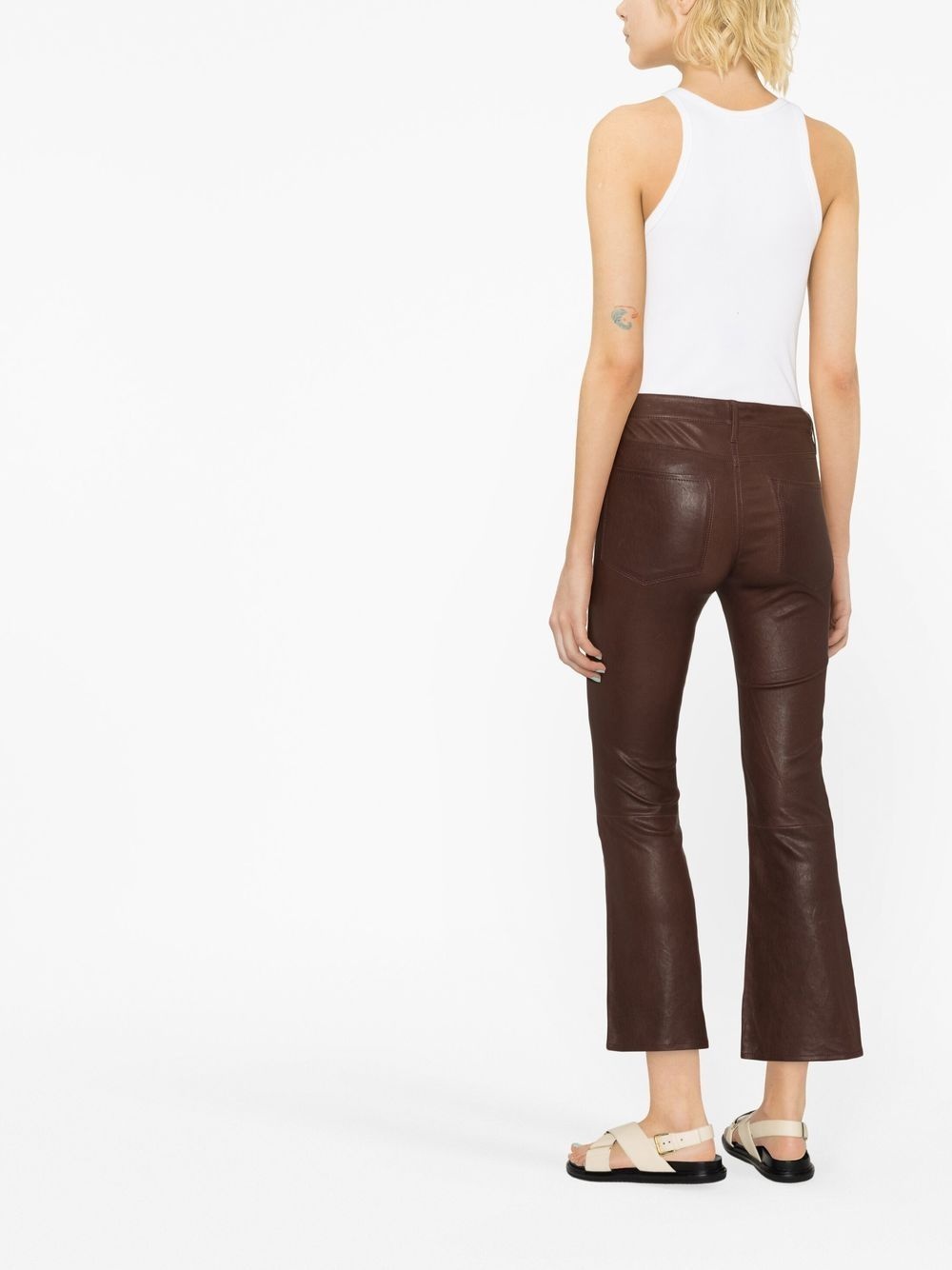 flared polished-finish trousers - 3