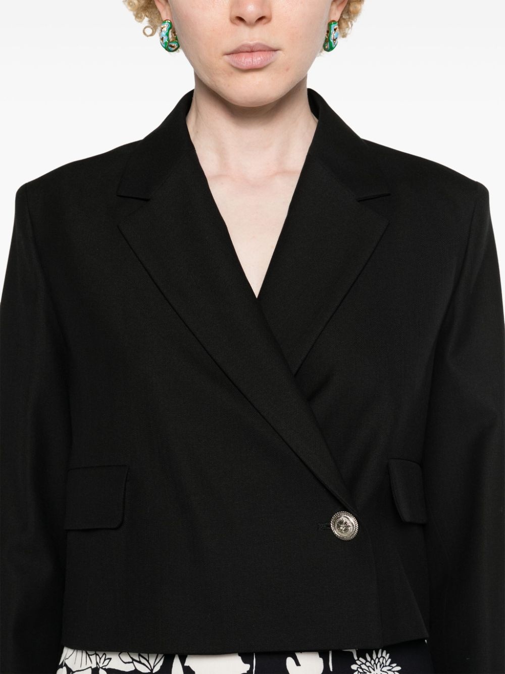 single-breasted cropped blazer - 5