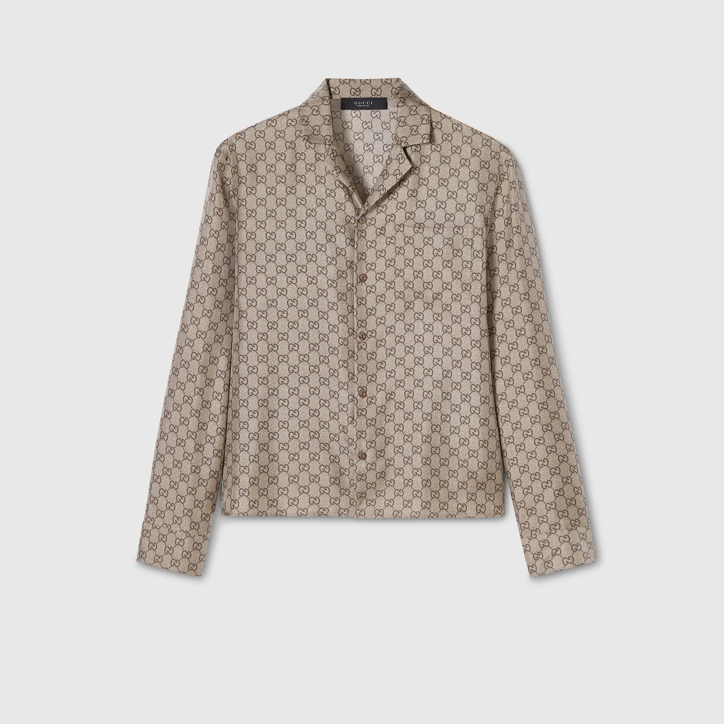 Printed silk twill bowling shirt - 1