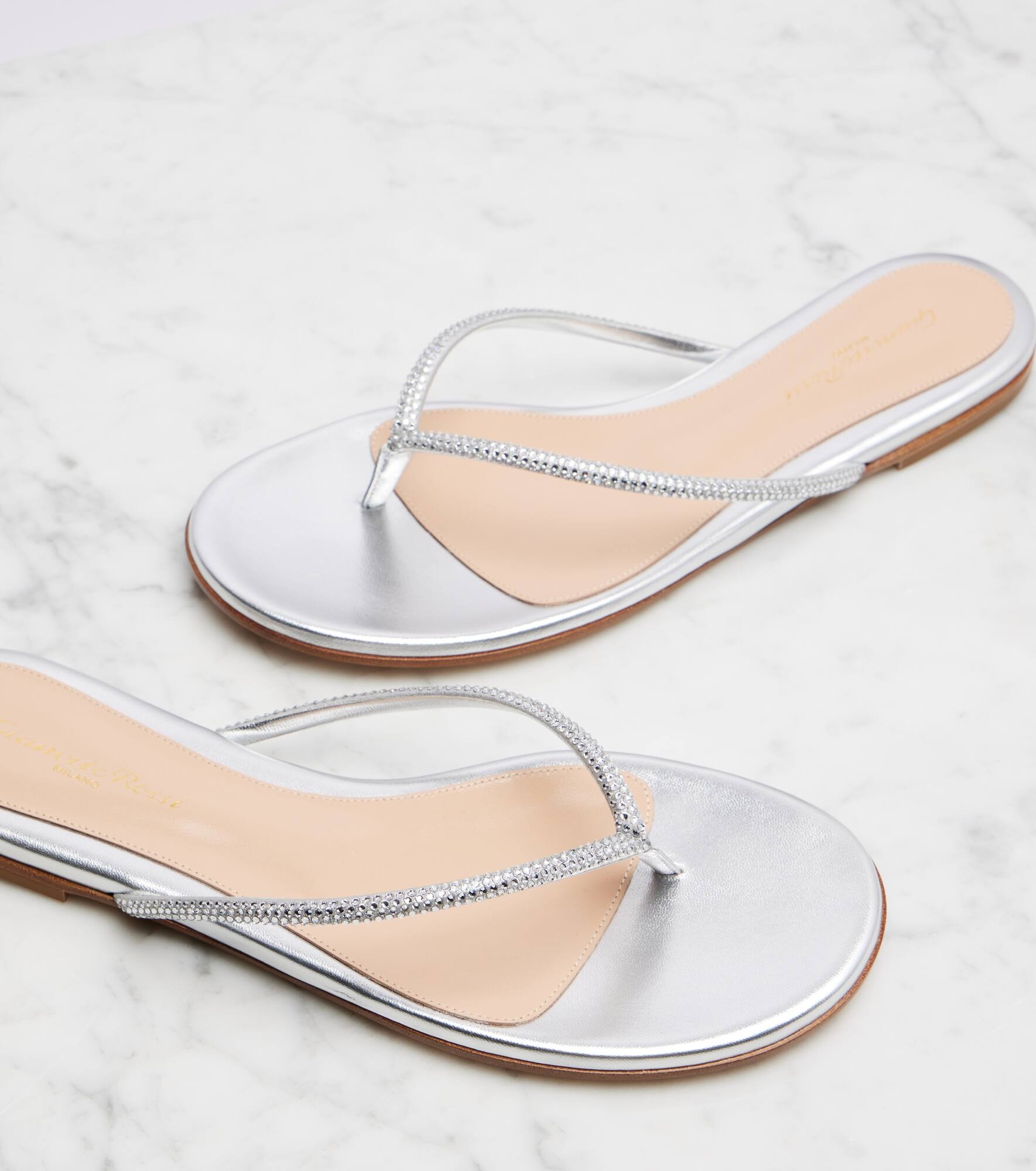 India metallic leather thong sandals - 5