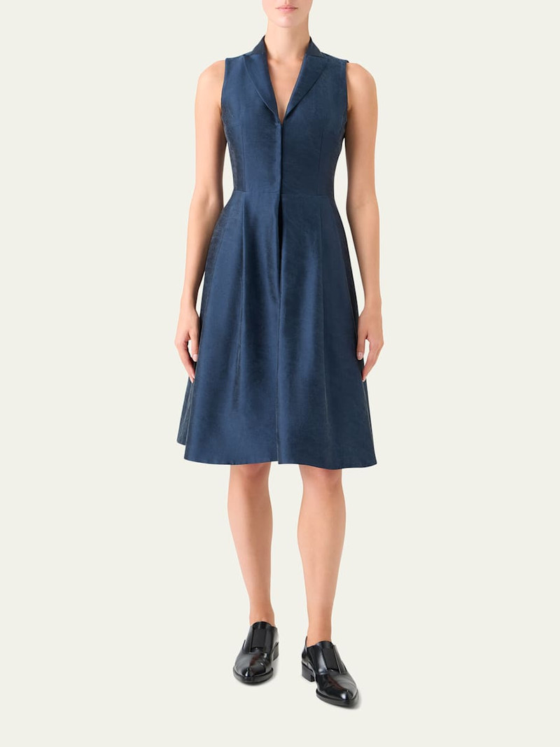 AKRIS Sleeveless Silk Shantung Trench Dress outlook