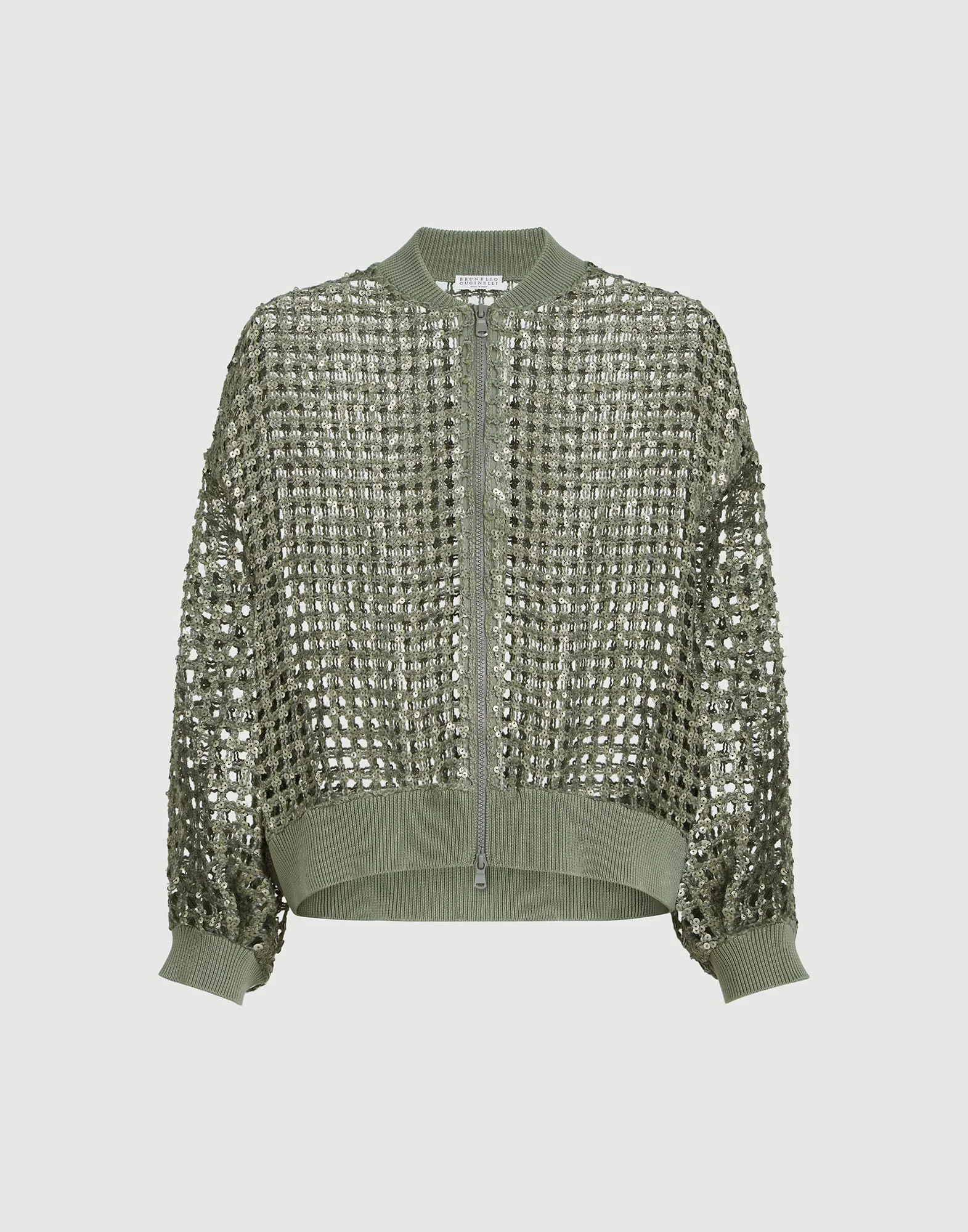Brunello Cucinelli Dazzling net embroidery cardigan in silk and