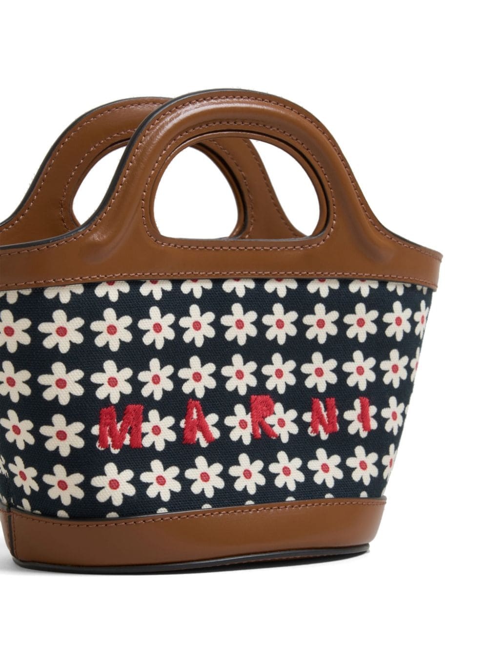 BLACK CANVAS TROPICALIA MICRO BAG WITH DAISY PRINT (RED/WHITE/BLACK) - 2