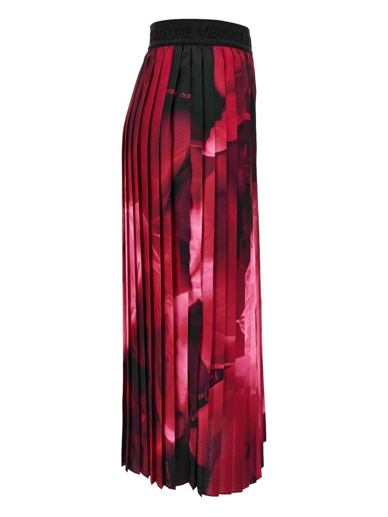 VERSACE JEANS COUTURE pleated rose-print skirt outlook