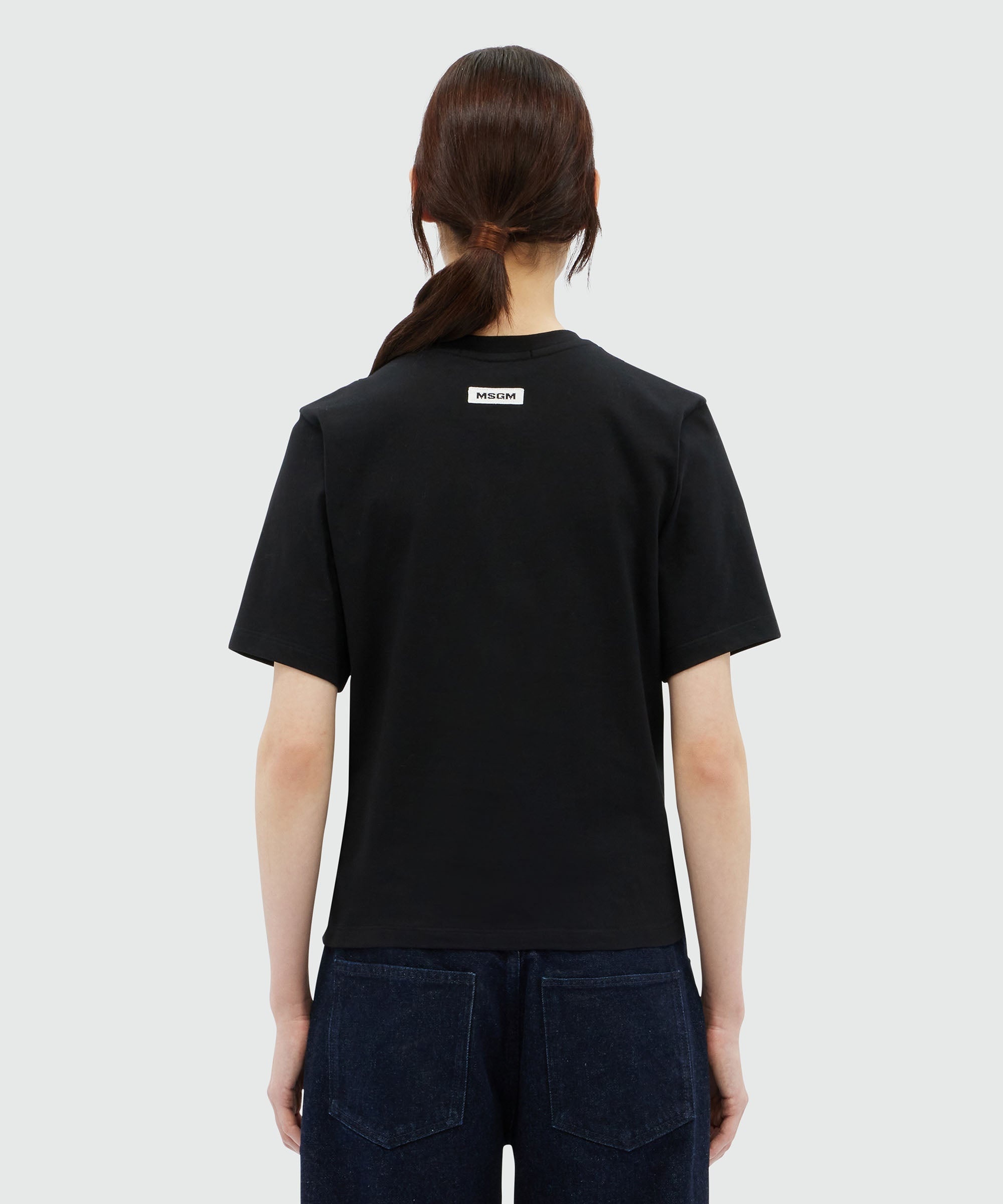 Draped black jersey T-Shirt - 3