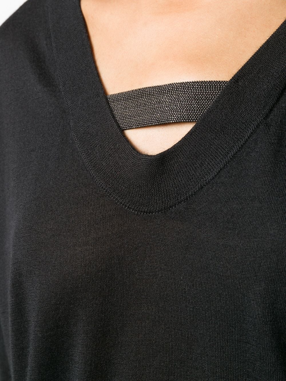 metal detail v-neck top - 5