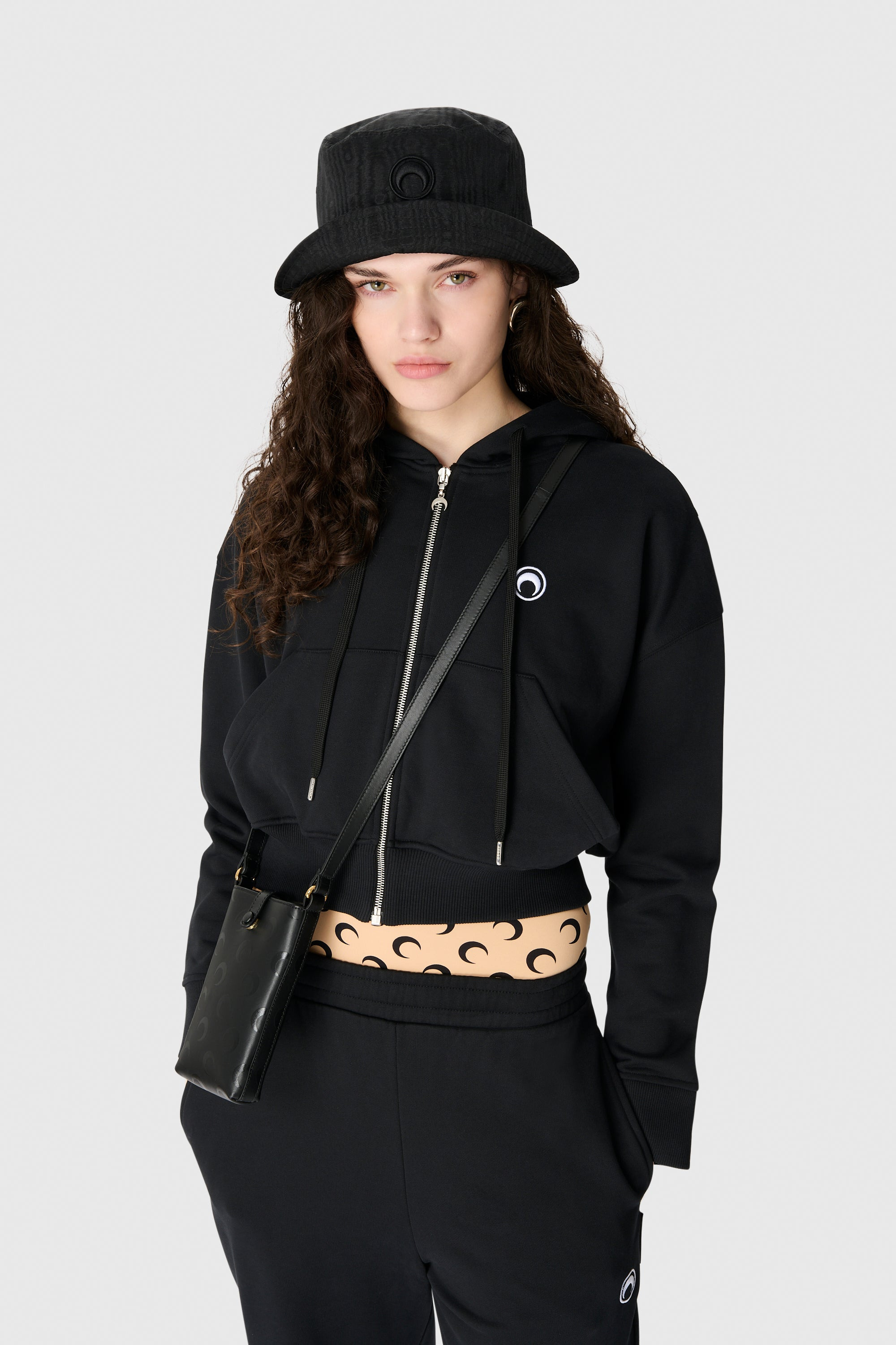 Moon Logo Fleece Cropped Zipped Hoodie - 5