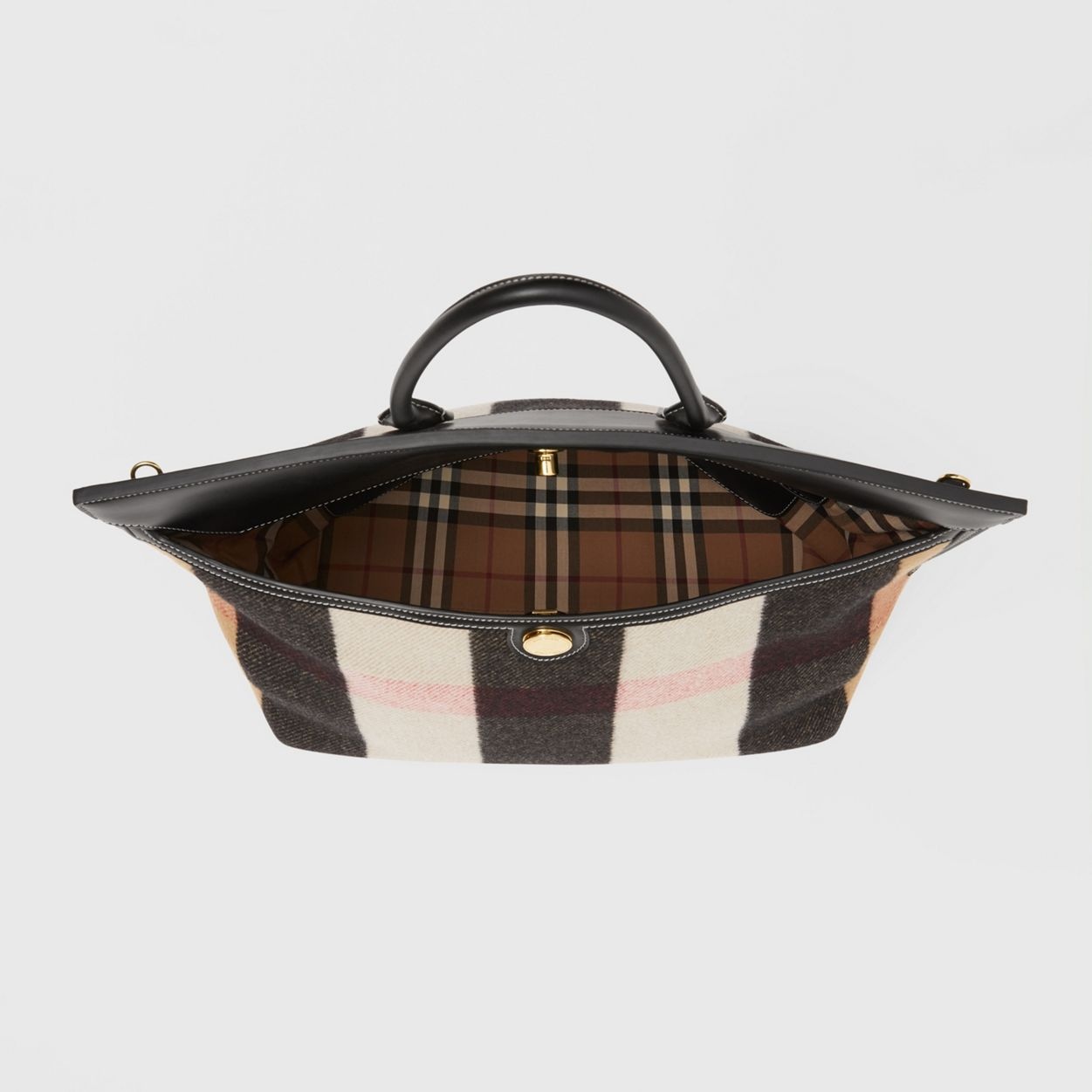 Check Merino Wool Cashmere Society Top Handle Bag - 5