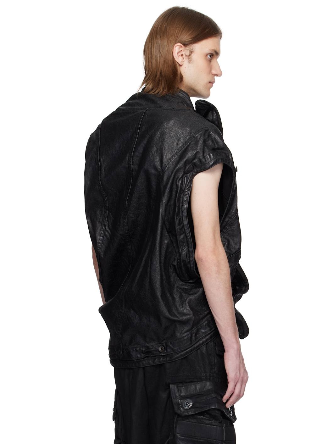 Black Protean Mylar Denim Vest - 3