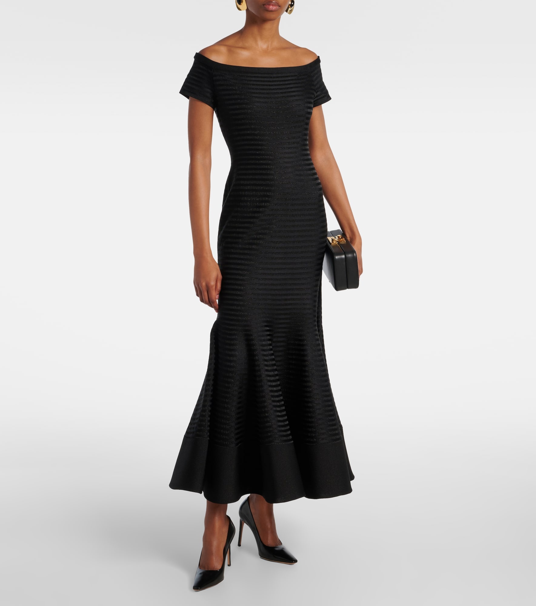 Off-shoulder striped maxi dress - 2