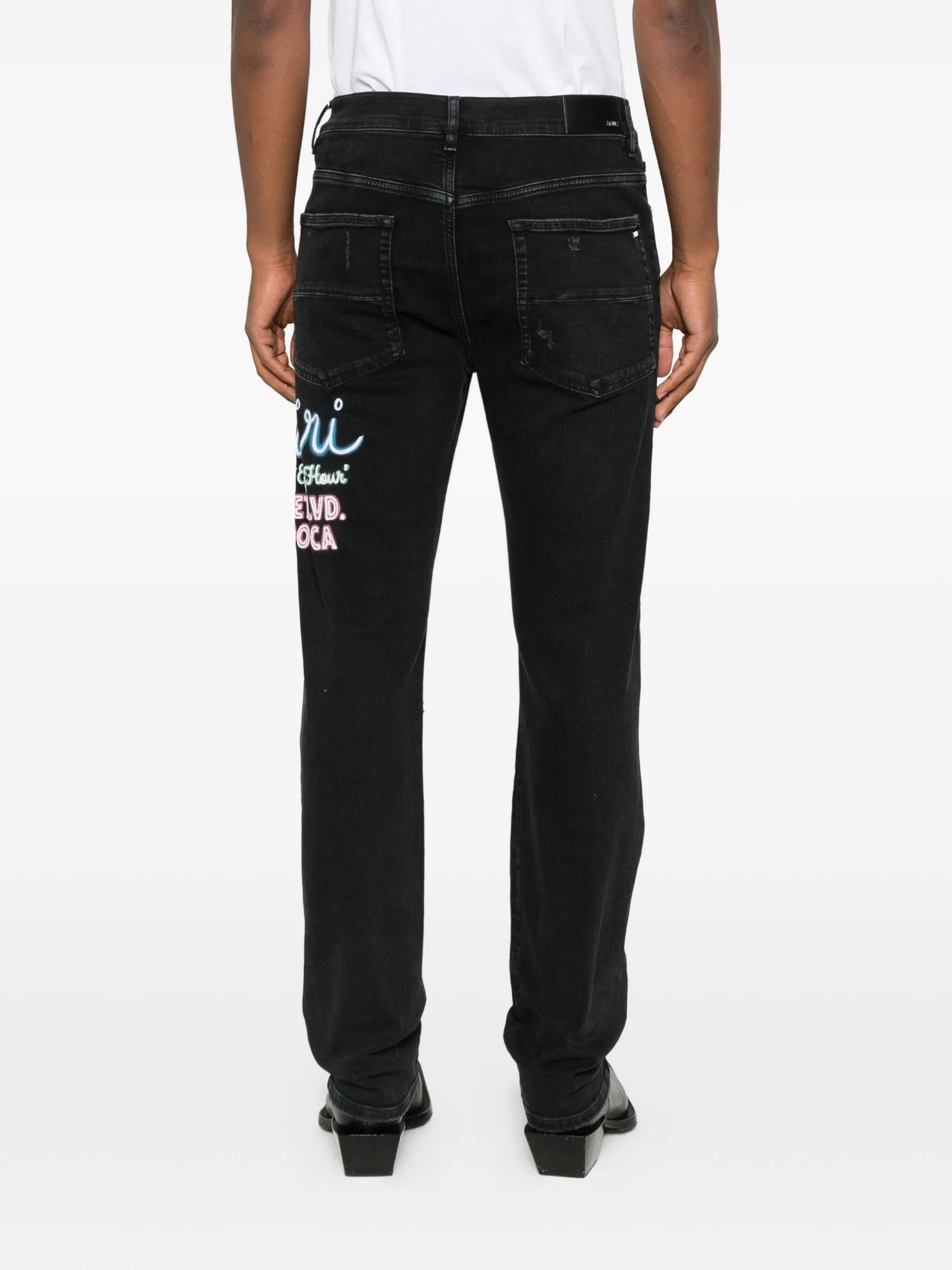 Amiri Distressed Embroidered Jeans - 4
