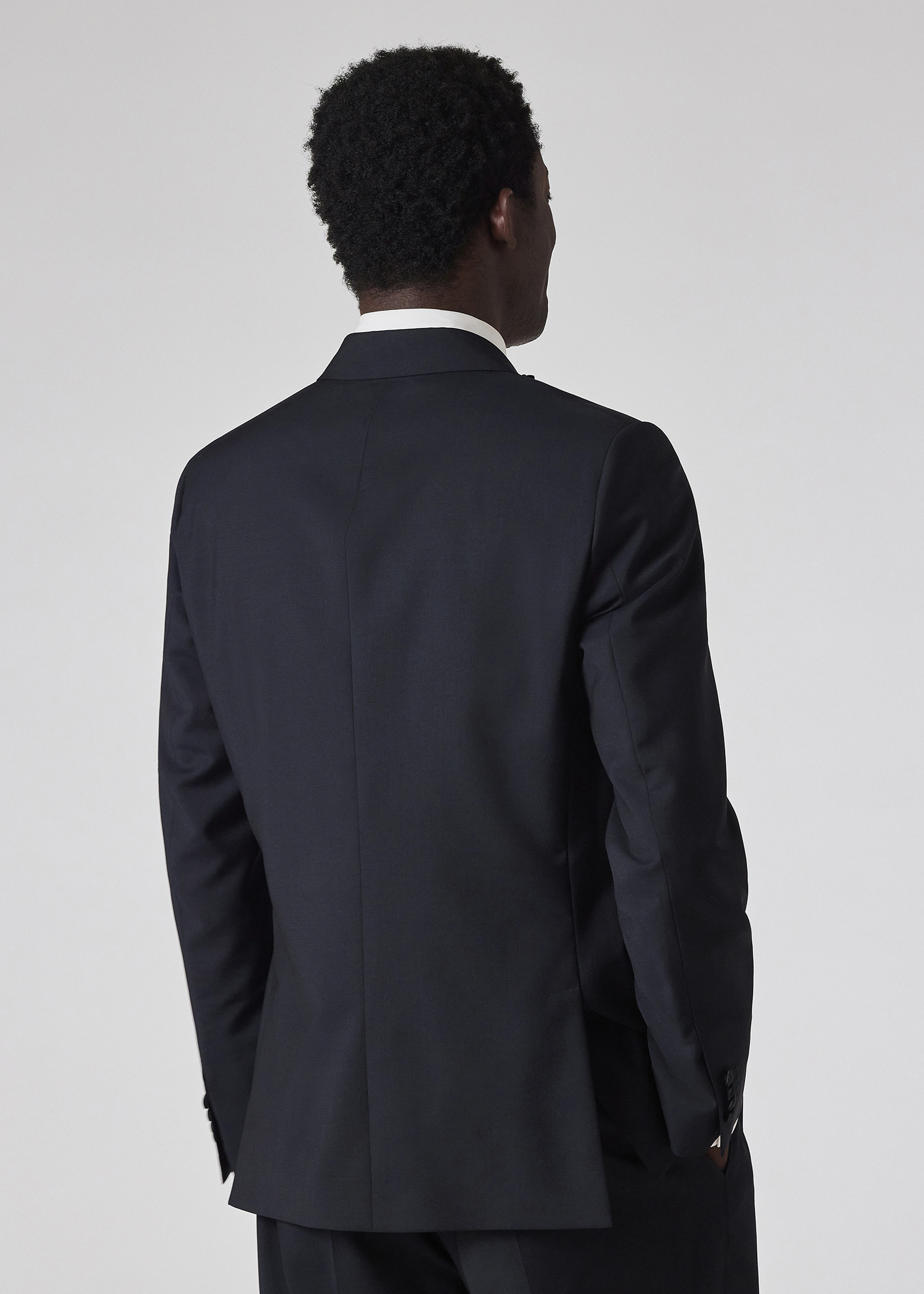 Dark Navy Wool-Mohair Double-Breasted Evening Blazer - 7