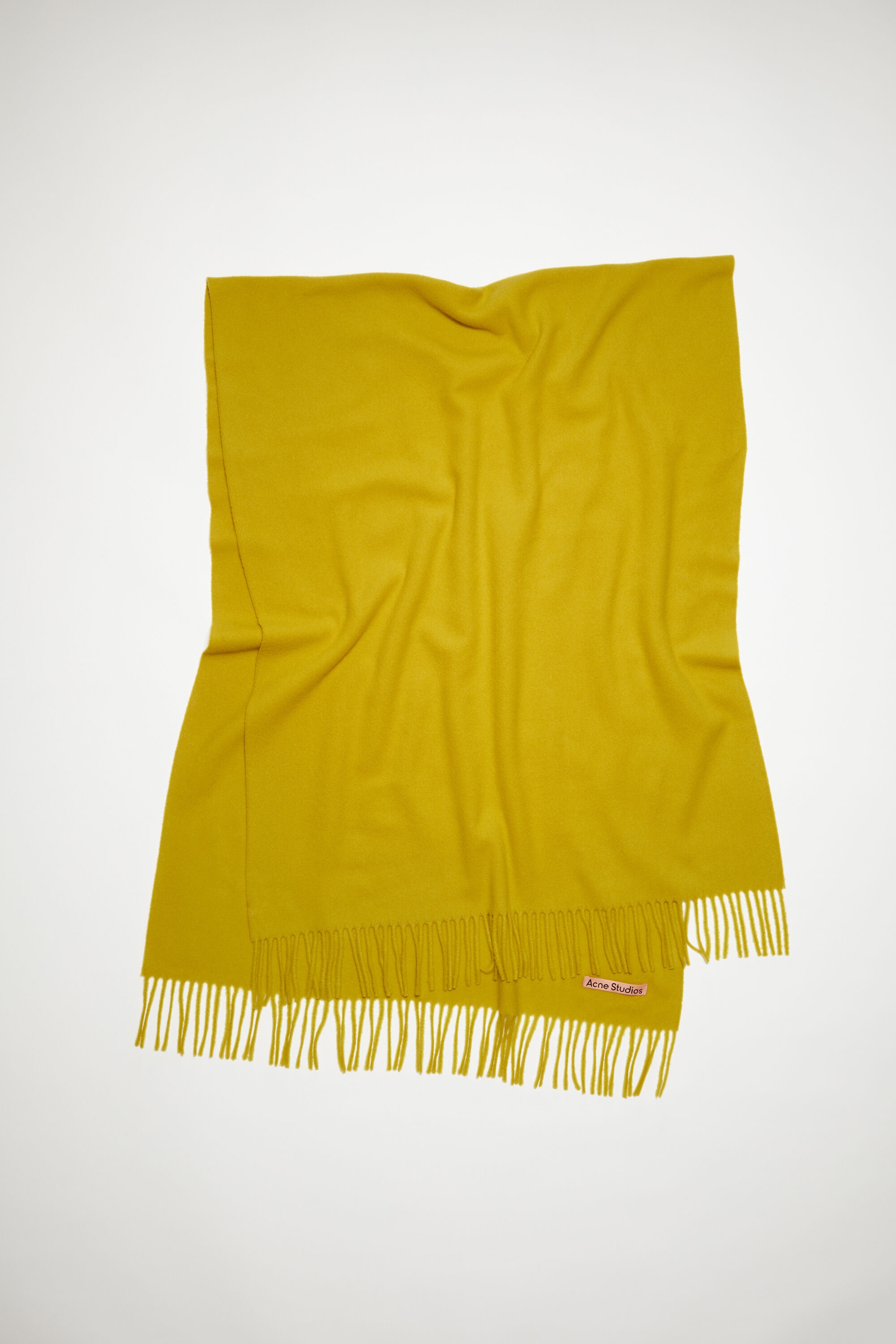 Fringe wool scarf - oversized - Acid yellow - 1