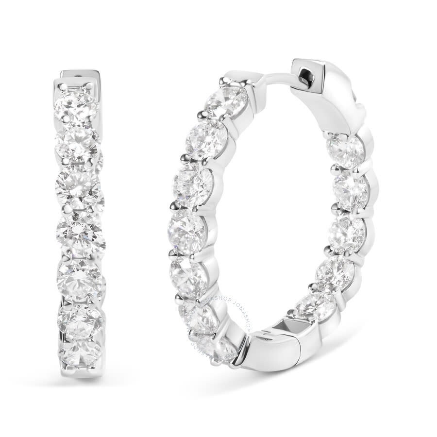 Haus Of Brilliance - Haus of Brilliance 14K White Gold 5.00 Cttw Lab-Grown Diamond Inside Out Hoop Earrings - 1