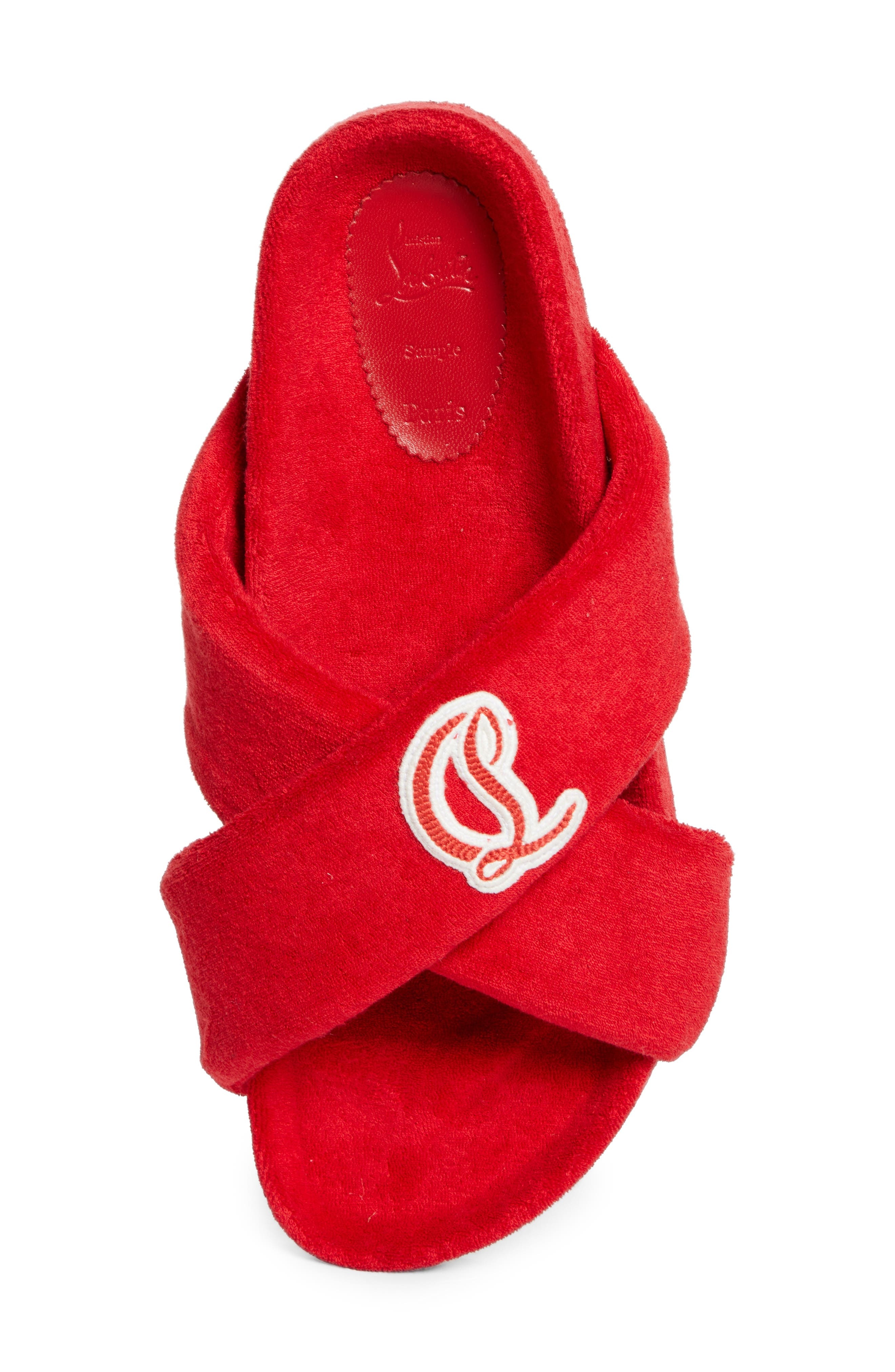Christian Louboutin Bizzu Logo Patch Slide Sandal in Loubi at Nordstrom - 5