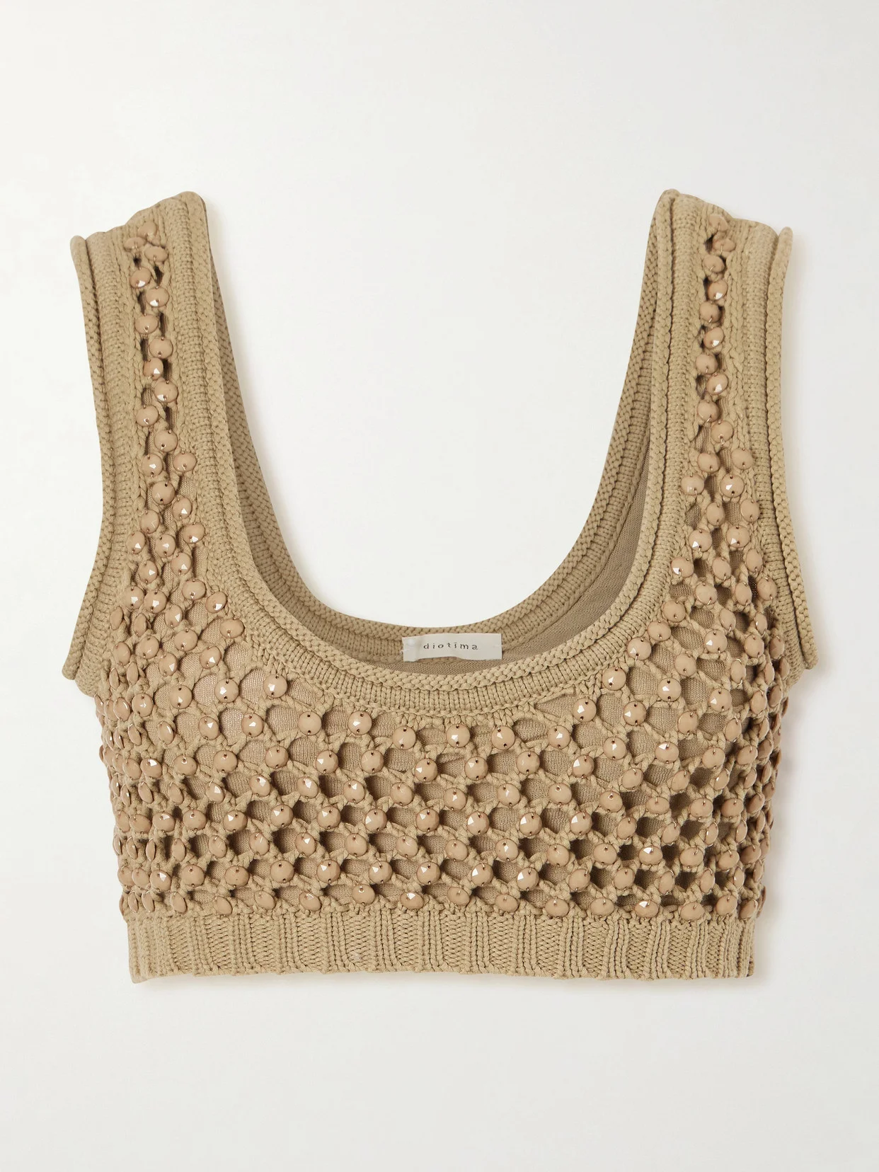Lady Embellished Cropped Crocheted Cotton-blend Top - 1