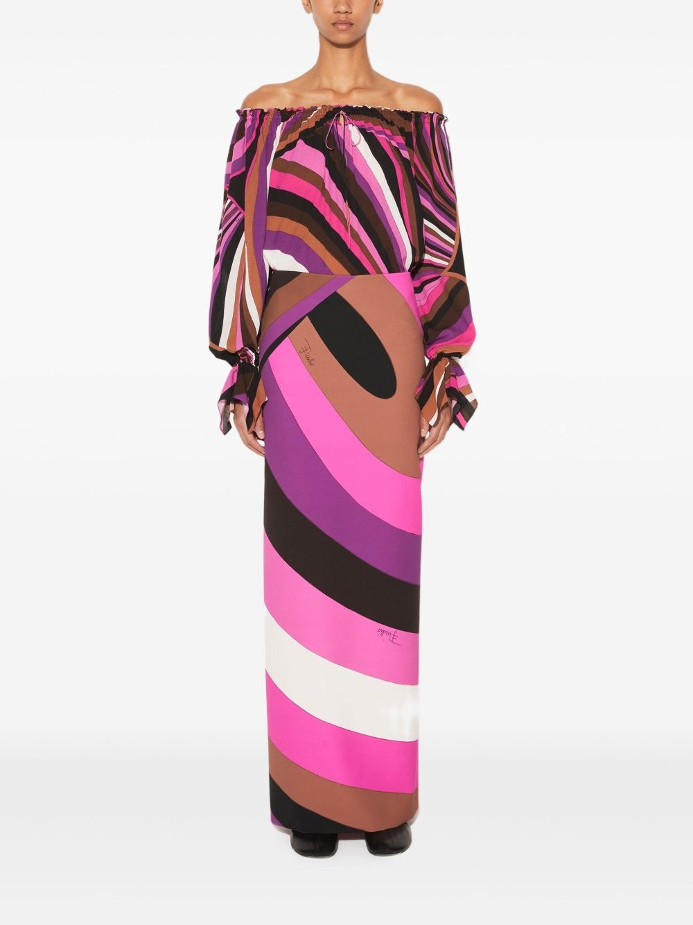 Iride-print off-shoulder top - 2