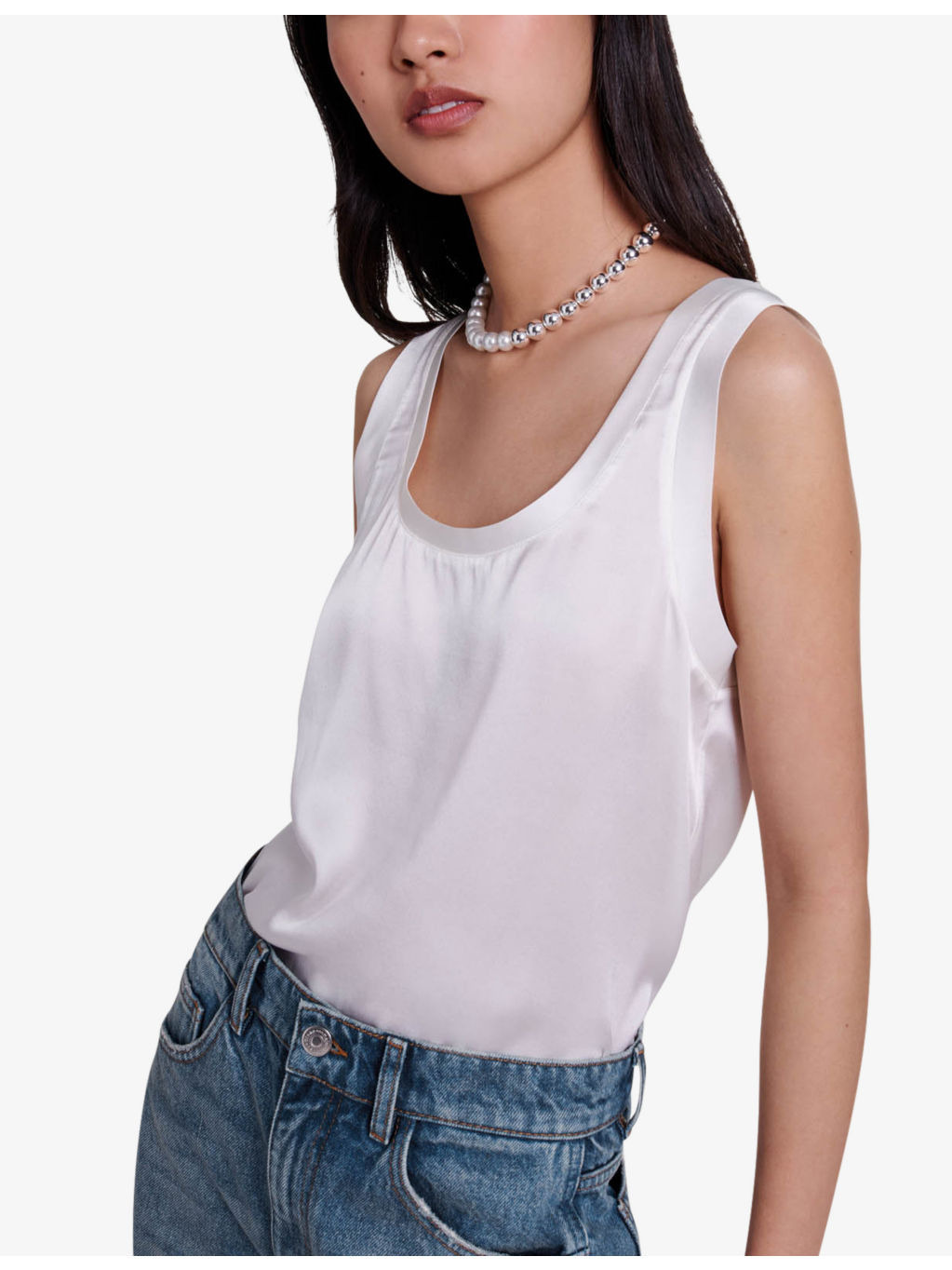 Round-neck relaxed-fit stretch-silk top - 5
