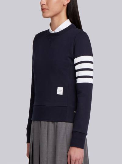 Thom Browne Navy Loopback Jersey Knit Engineered 4-bar Stripe Classic Crew Neck Pullover outlook