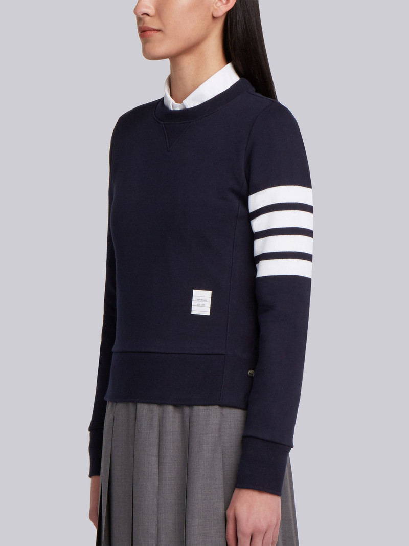 Thom Browne Navy Loopback Jersey Knit Engineered 4-bar Stripe Classic Crew Neck Pullover outlook