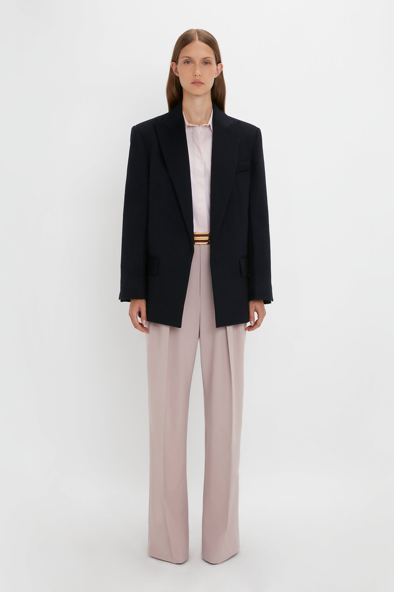 Victoria Beckham Peak Lapel Jacket In Midnight outlook