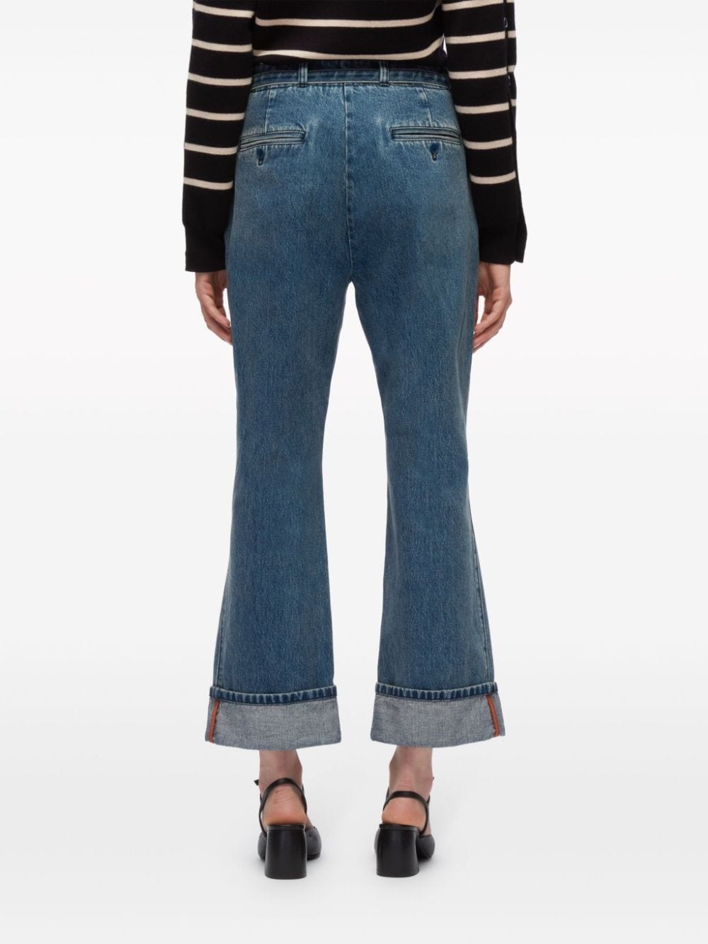 belted flared cotton jeans - 5