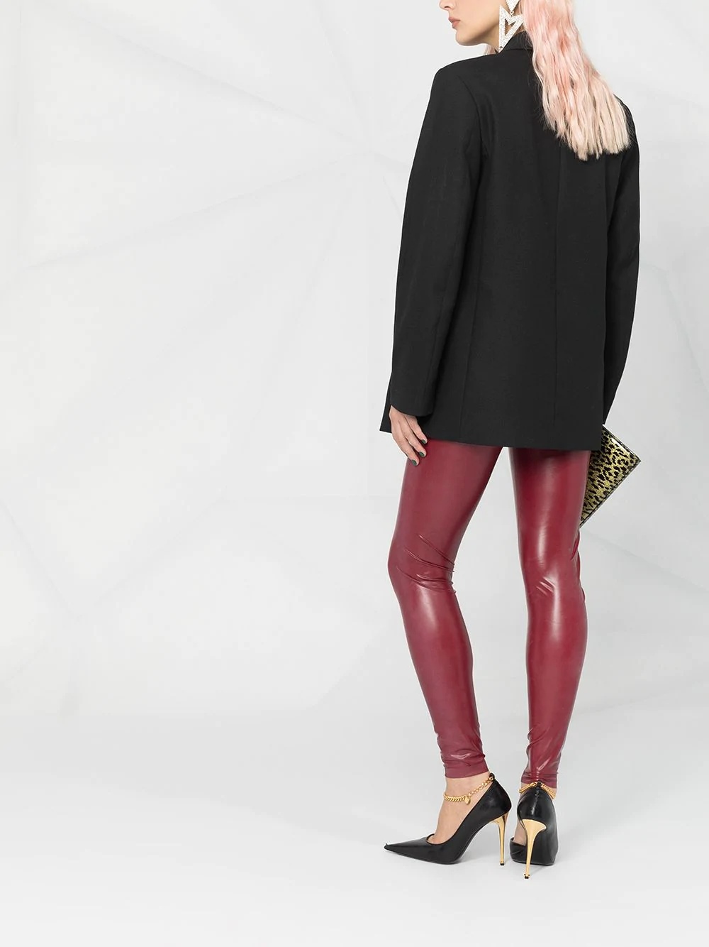 high-waisted glossy leggings - 4