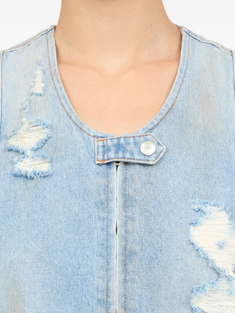 distressed effect waistcoat - 7