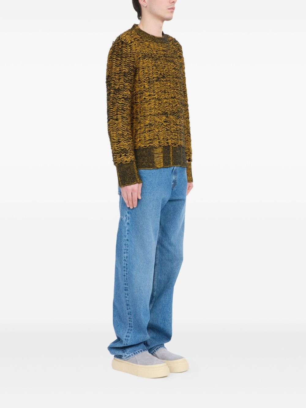 textured crew-neck sweater - 3