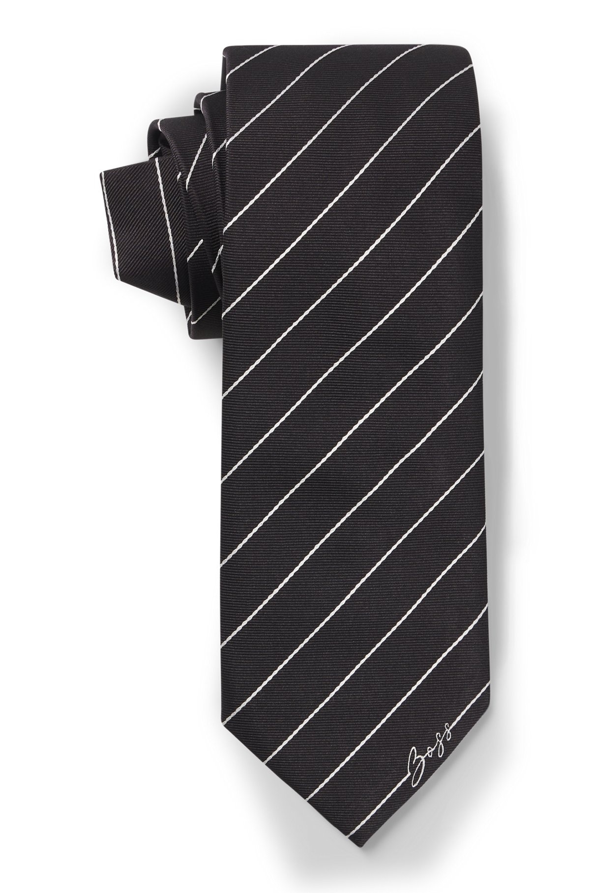 SILK-JACQUARD TIE WITH DIAGONAL STRIPES - 5