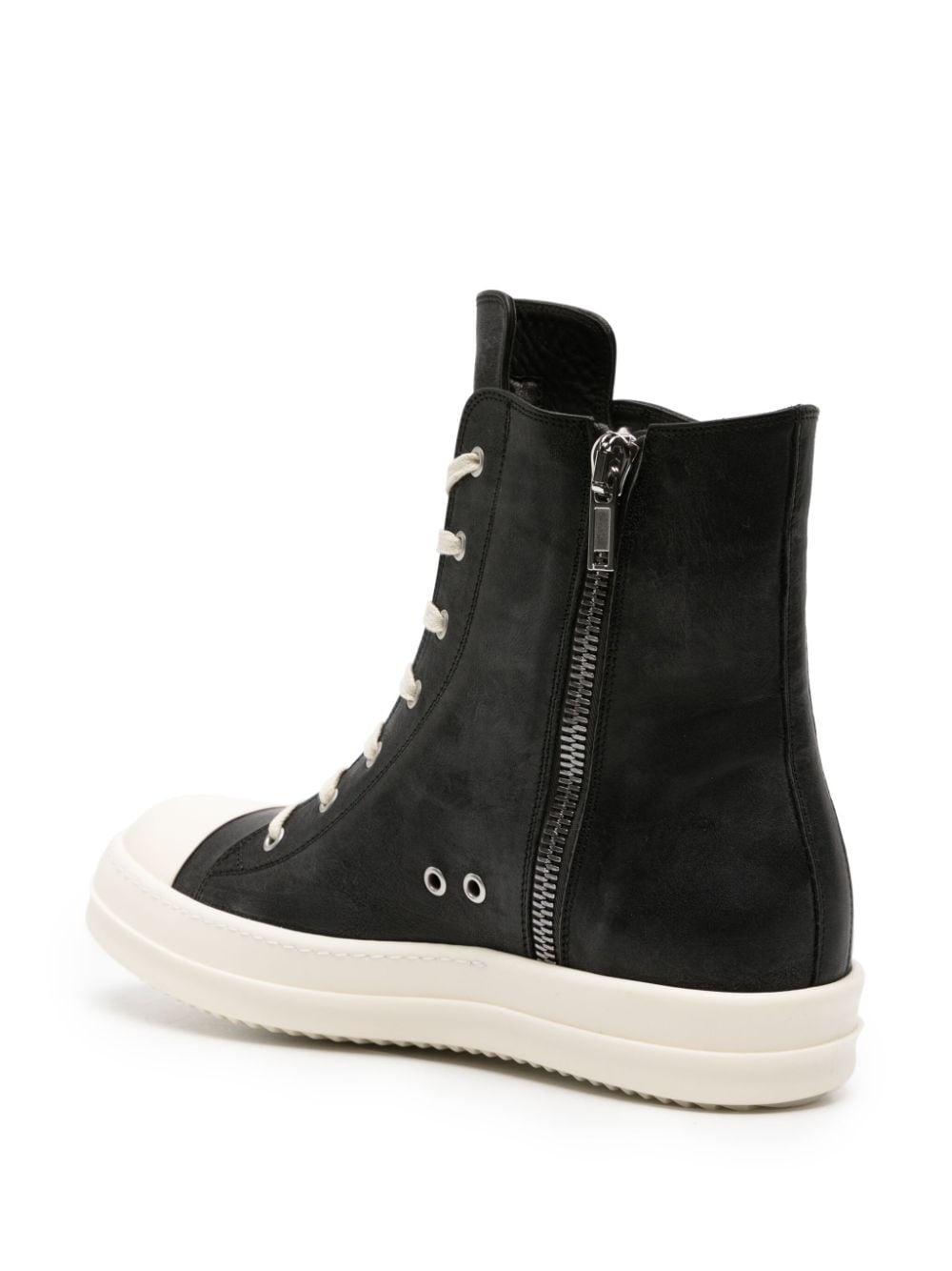 high-top leather sneakers - 3