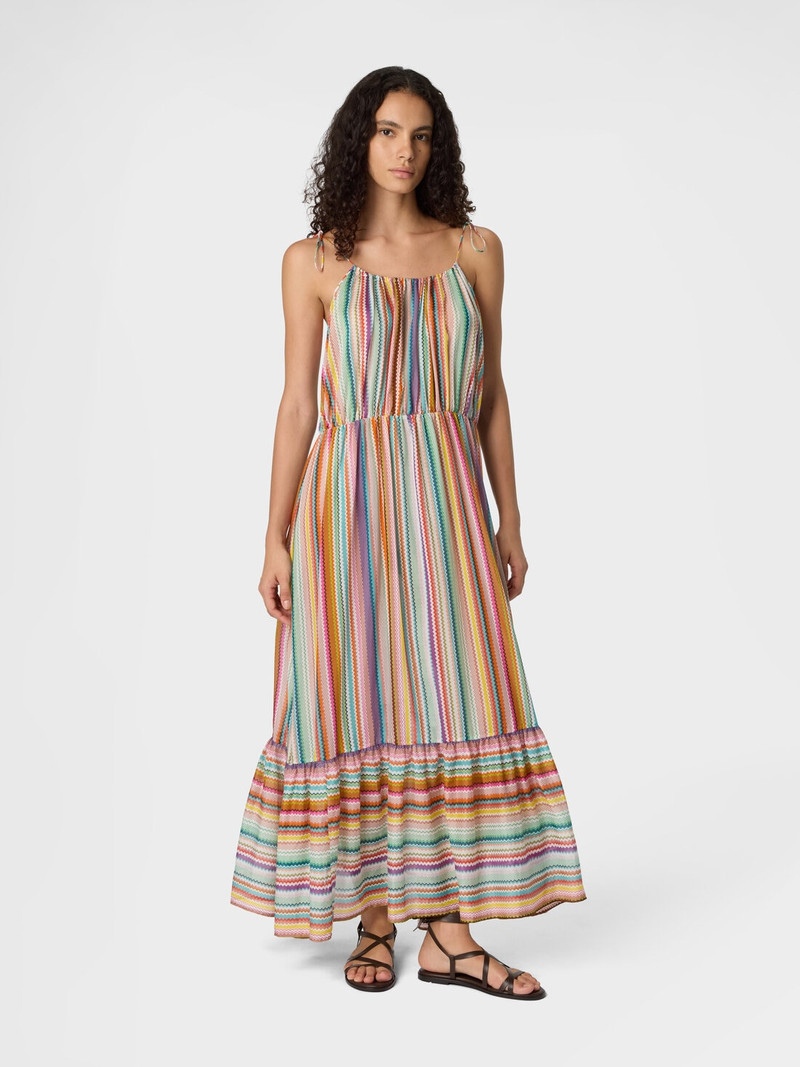 Missoni Long flounced cover-up in cotton and silk with zigzag pattern outlook