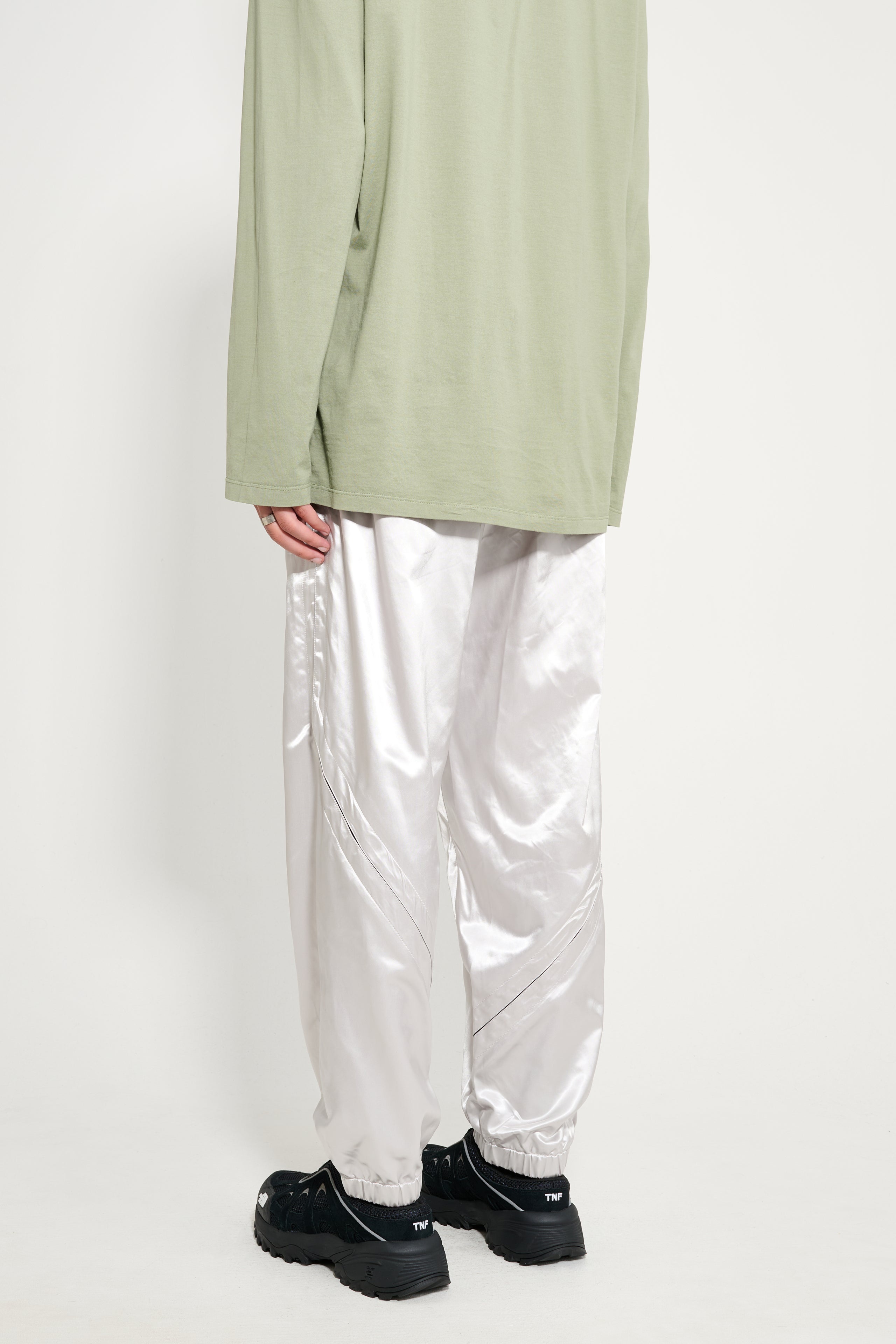 OLLY SHINDER WET LOOK NYLON SPLIT JOGGER SILVER - 3