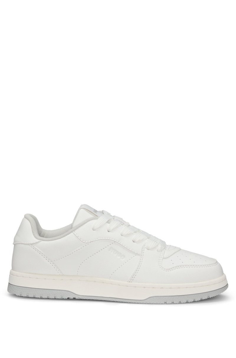ALL-WHITE TRAINERS WITH FAUX-LEATHER UPPERS 1